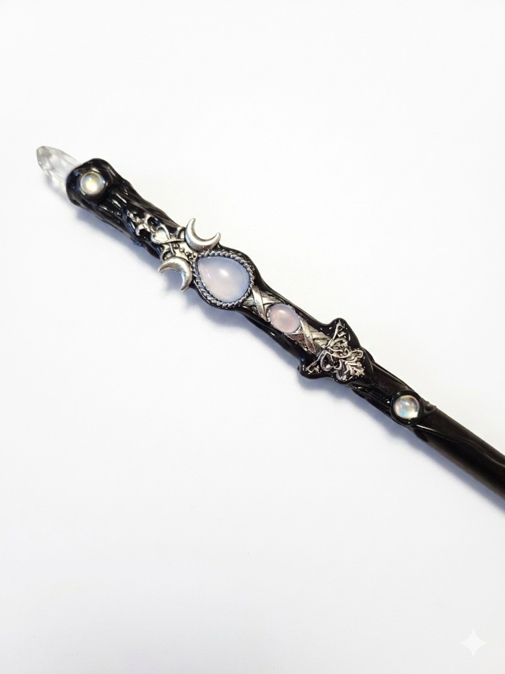 Handcrafted Selenite And Wood Wand Hair Stick